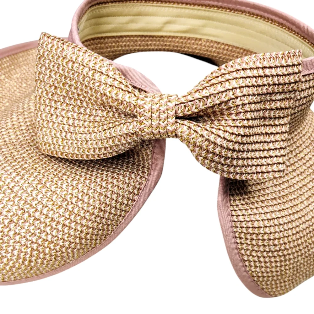 David & Young PONYFLO Bow Sun Hat – Tan & Pink | OSFM